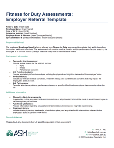 Fitness For Duty Employer Referral Template